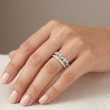 Double Band Stacking Ring with 0.25ct Lab Diamond in 925 Silver