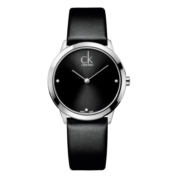 Calvin Klein Women's K3M221CS Minimal Black Dial 35mm Leather Watch
