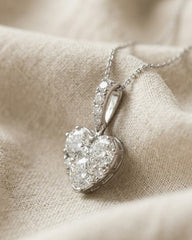 Lab Diamond Heart Pendant Necklace in 9k White Gold - Luxury Elegant Design