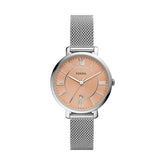 Fossil Jacqueline Women’s 36mm Pink Dial Stainless Steel Mesh Watch