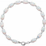 Oval Lab-Grown White Opal Line Bracelet In Gold & Platinum