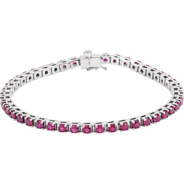 Round Natural Ruby Line Bracelet In Gold & Platinum