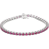 Round Natural Ruby Line Bracelet In Gold & Platinum