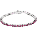 Round Natural Ruby Line Bracelet In Gold & Platinum