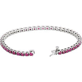Round Natural Ruby Line Bracelet In Gold & Platinum