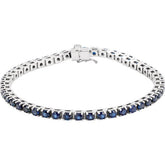 Round Natural Blue Sapphire Line Bracelet In Gold & Platinum