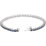 Round Natural Blue Sapphire Line Bracelet In Gold & Platinum