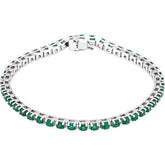Round Natural Emerald Line Bracelet In Gold & Platinum