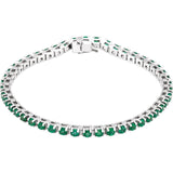Round Natural Emerald Line Bracelet In Gold & Platinum