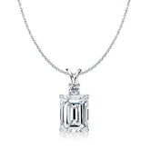 Emerald-Cut Lab-Grown Diamond Solitaire Pendant with Accent