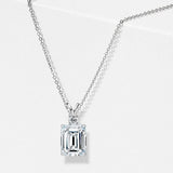 Emerald-Cut Lab-Grown Diamond Solitaire Pendant with Accent (Without chain)