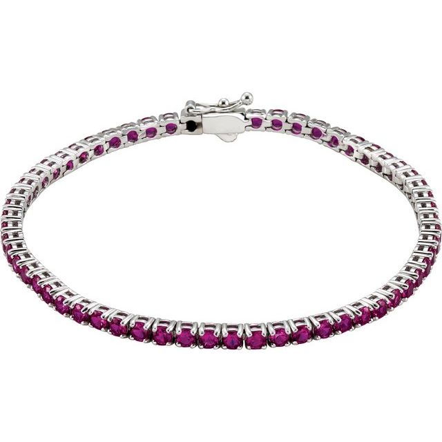 Round Lab-Grown Ruby Line Bracelet In Gold & Platinum