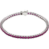 Round Lab-Grown Ruby Line Bracelet In Gold & Platinum