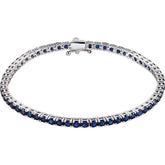 Round Lab-Grown Blue Sapphire Line Bracelet In Gold & Platinum