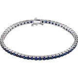 Round Lab-Grown Blue Sapphire Line Bracelet In Gold & Platinum