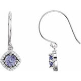 Tanzanite & Diamond Round Halo Stud Earrings in Gold and Platinum
