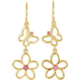 Pink Tourmaline Round Floral Stud Earrings in Gold and Platinum