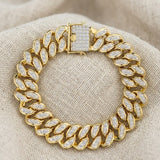 Tennisarmband mit rundem, im Brillantschliff geschliffenem, im Labor gezüchtetem Diamanten in Krappenfassung aus Gold und Platin