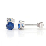 0.80Ct Blue Sapphire Stone in White Gold Solitaire Studs Earrings