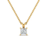 0.33Ct Princess Solitaire Lab Grown Diamond Pendant in Yellow Gold