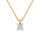 0.33Ct Princess Solitaire Lab Grown Diamond Pendant in Yellow Gold