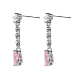 0.07Ct Lab Grown Diamond Pear Pink Sapphire Dangle Drop Earrings in Gold