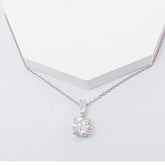 0.18Ct Natural Round Solitaire Prong Set Pendant Necklace in White Gold