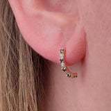 0.35Ct Lab Grown Diamond Sapphire Half Huggie Studs Earrings in Gold