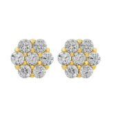 0.25ct Lab Grown Diamond Cluster Studs Earring in Gold