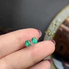 0.30Ct Oval Emerald Solitaire Studs Earring in Gold