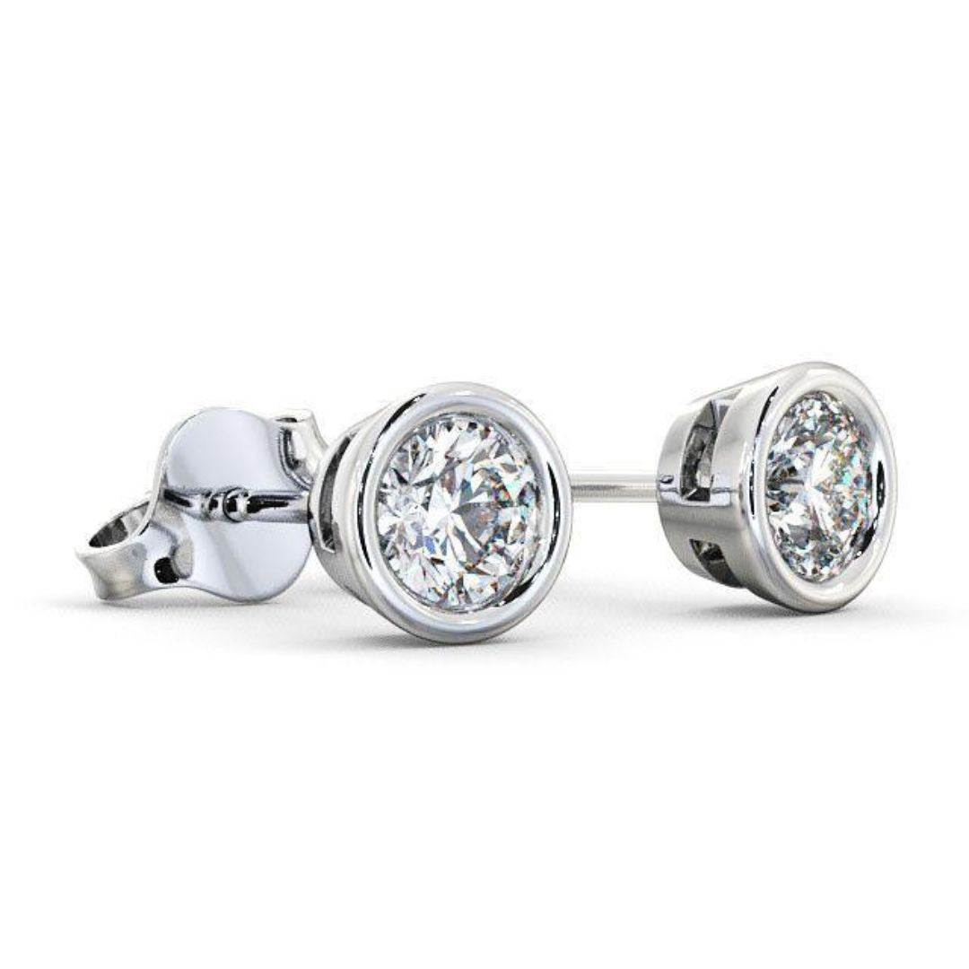 0.30Ct Lab Grown Diamond Bezel Set Solitaire Studs Earrings in White Gold