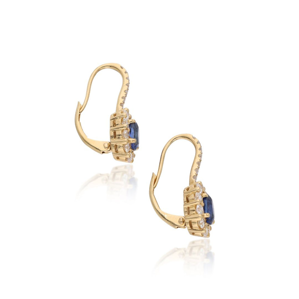 Blue Sapphire Drop Earrings Gold Dangle Design