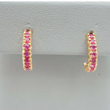 Boucles d'oreilles en or jaune avec saphir rose de 0,16 ct et diamant.