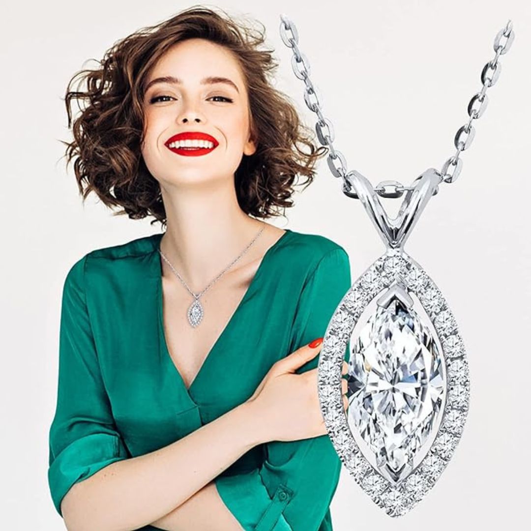 0.75ct Diamond Marquise Pendant In 18k Gold