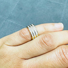 Three Row Channel Set Natural Baguette Diamond Eternity Ring in 18K Yellow Gold
