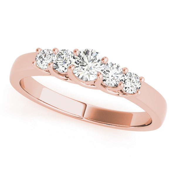 0.50-1.00ct Lab-Grown Round Diamond 5-Stone Scalloped Prong Diamond Ring, DE Color VVS Clarity