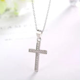 1Ct Lab Diamond Cross Pendant Necklace in 9K Gold