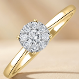 Radiant 0.25ct Cluster Solitaire Ring in 18K Gold Vermeil