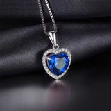 0.95ct Sapphire Lab Grown Diamond Heart Pendant Necklace In Gold