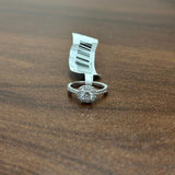 Verlobungsring mit Halo-Fassung und einem 1,00 Karat schweren, im Labor gezüchteten Diamanten im Solitär-Design aus 9-karätigem Weißgold