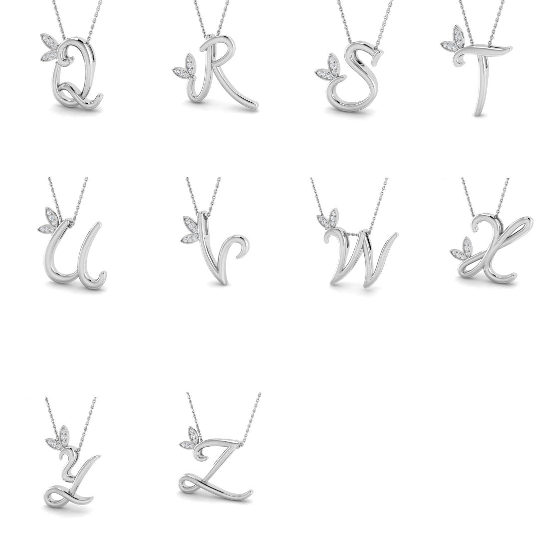 Exquisite Gold Diamond Butterfly Initial Pendant