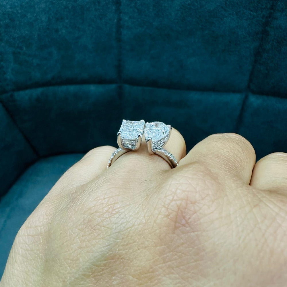 Two stone lab diamond platinum ring Platinum lab diamond couple ring