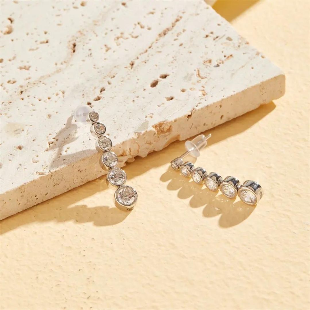1.00Ct Lab Grown Diamond Bezel Set Halo Dangle Drop Earrings in Gold