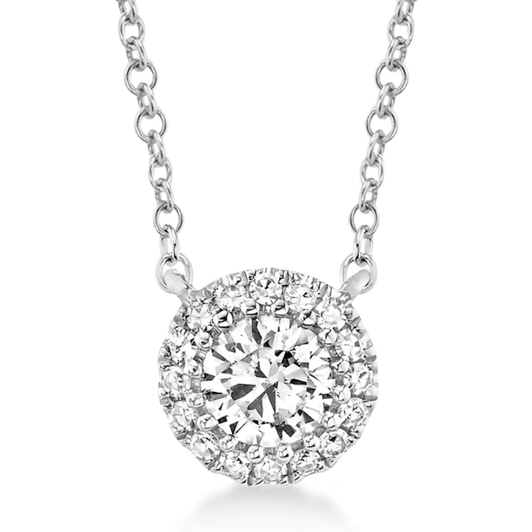 1.00Ct Round Lab Grown Diamond Pave Set Pendant Necklace in Gold
