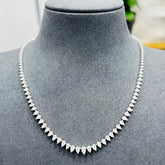 Natural Pear & Round Brilliant Diamond Tennis Necklace in 14K White Gold | UK Hallmarked