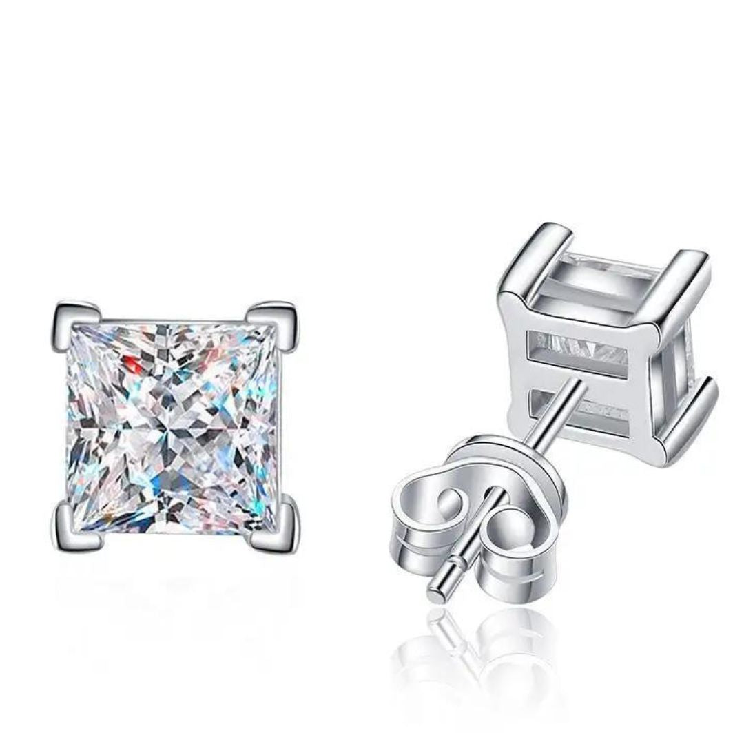 0.66Ct Princess Solitaire Diamond Studs Earrings in Platinum