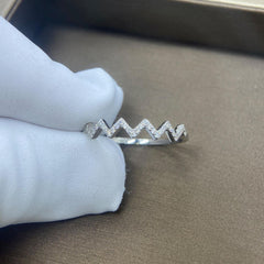 9K White Gold Natural Diamond Pave Set Round Cut Wavy Diamond Ring | Birthday Gift