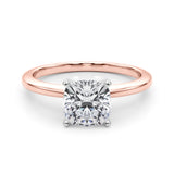 Bague de fiançailles solitaire à quatre griffes avec diamant coussin cultivé en laboratoire IGI, couleur D, pureté VVS