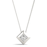 Princess-Cut Diamond Geometric Bezel Set Pendant Necklace