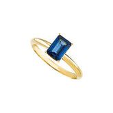 Emerald Blue Sapphire Solitaire Ring in Yellow Gold